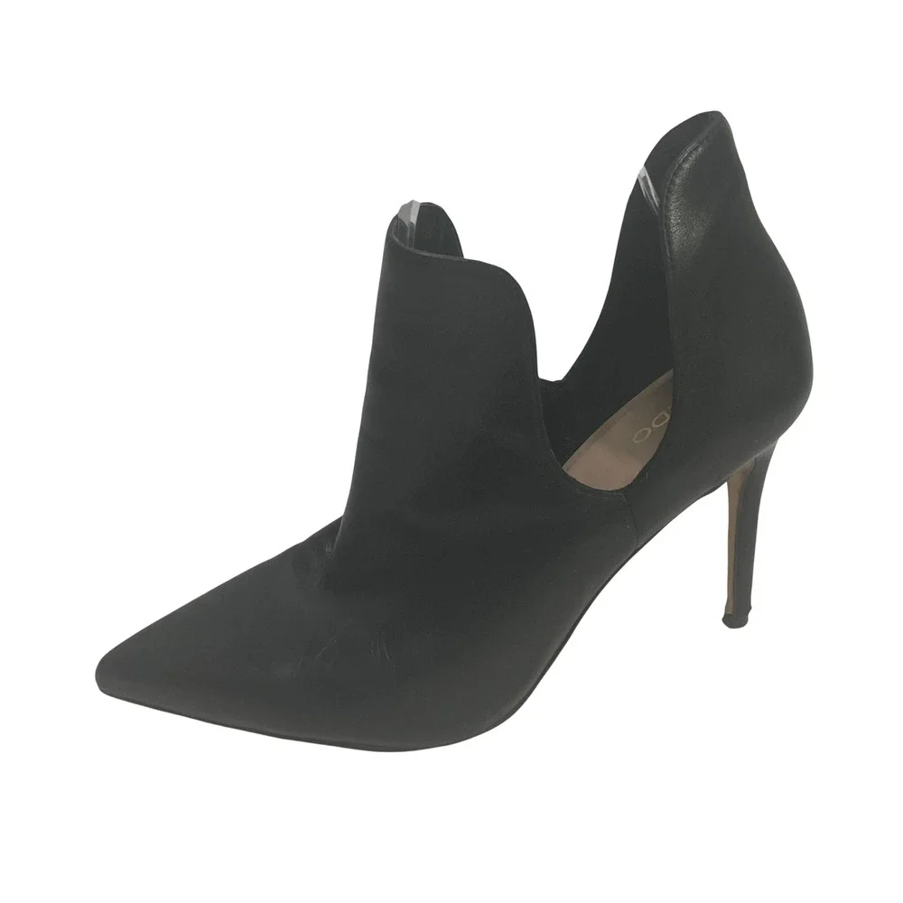 Aldo Black Leather Pointed Toe Stiletto Heel Shootie Booties Womens 8.5 US 39 EU